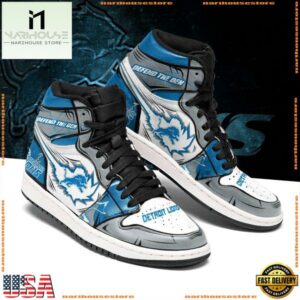 NFL Detroit Lions Football Logo Team Air Jordan 1 Hightop Shoes Sneakers