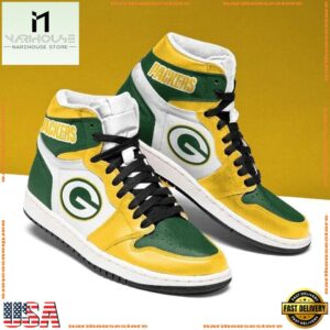 NFL Green Bay Packers Football Logo Team Air Jordan 1 Hightop Shoes Sneakers
