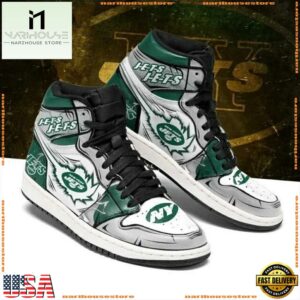NFL New York Jets Football Logo Team Air Jordan 1 Hightop Shoes Sneakers