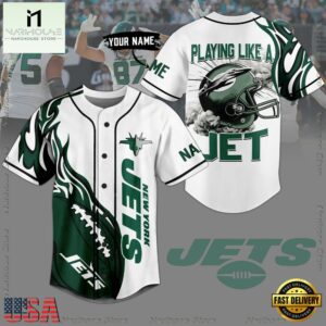 NFL New York Jets Playing Like A Jet Custom Name Baseball Jersey