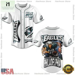 NFL Philadelphia Eagles Mascot Warrior Fly Eagles Fly Baseball Jersey