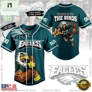 NFL Philadelphia Eagles Winning Is For The Birds Custom Name Number Baseball Jersey