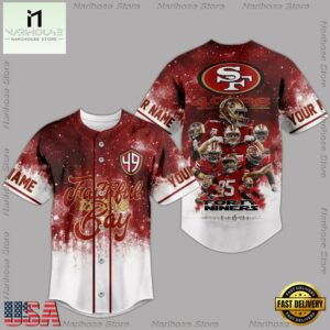 NFL San Francisco 49ers Faithful To The Bay Custom Name Baseball Jersey