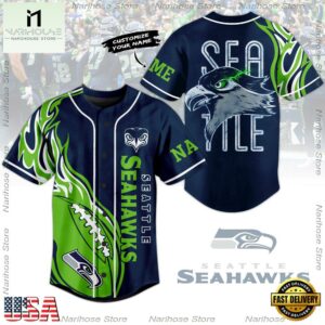 NFL Seattle Seahawks Sea Tile Custom Name Baseball Jersey