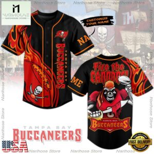 NFL Tampa Bay Buccaneers Fire the Cannons Custom Name Baseball Jersey