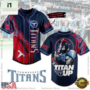 NFL Tennessee Titans Warrior Titan Up Custom Name Baseball Jersey