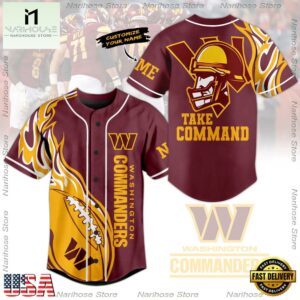NFL Washington Commanders Mascot Logo Take Command Custom Name Baseball Jersey