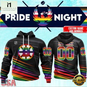 NHL Boston Bruins Pride Night 2025 Custom Name Hoodie