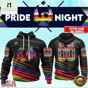 NHL Chicago Blackhawks Pride Night 2025 Custom Name Hoodie