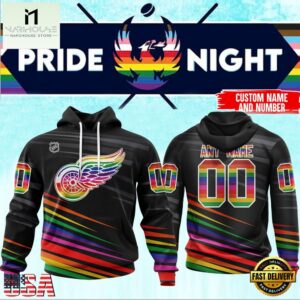 NHL Detroit Red Wings Pride Night 2025 Custom Name Hoodie