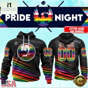 NHL New York Islanders Pride Night 2025 Custom Name Hoodie