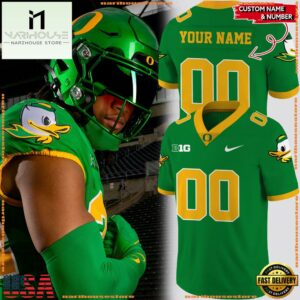 Oregon Ducks Gang Green Football Jersey