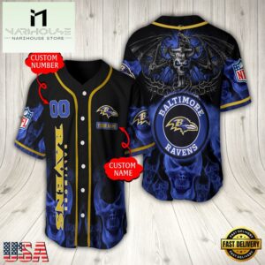 Personalized Name And Number Baltimore Ravens NFL Baseball Jersey For Fans
