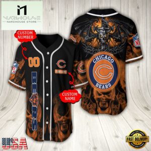 Personalized Name And Number Chicago Bears NFL Baseball Jersey For Fans