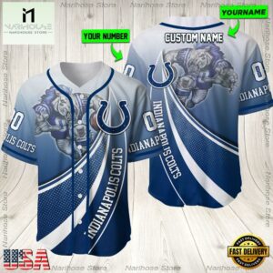 Personalized Name And Number Indianapolis Colts NFL Mascot Football Baseball Jersey Shirt
