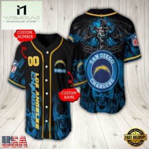 Personalized Name And Number Los Angeles Chargers NFL Baseball Jersey For Fans