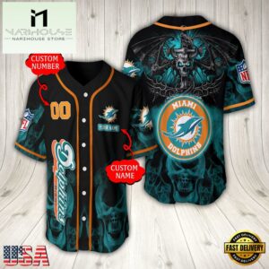 Personalized Name And Number Miami Dolphins NFL Baseball Jersey For Fans