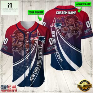 Personalized Name And Number New England Patriots NFL Mascot Football Baseball Jersey Shirt