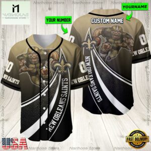 Personalized Name And Number New Orleans Saints NFL Mascot Football Baseball Jersey Shirt