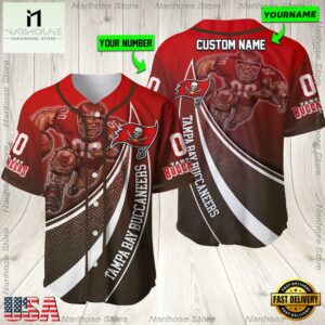 Personalized Name And Number Tampa Bay Buccaneers NFL Mascot Football Baseball Jersey Shirt