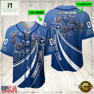 Personalized Name And Number Tennessee Titans NFL Mascot Football Baseball Jersey Shirt