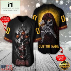 Personalized Name And Number Washington Commanders NFL Team Skull Death Baseball Jersey Shirt