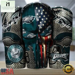 Philadelphia Eagles NFL Skull Iron Pattern Tumbler