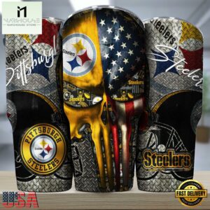 Pittsburgh Steelers NFL Skull Iron Pattern Tumbler