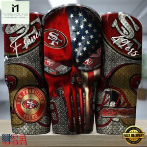 San Francisco 49ers NFL Skull Iron Pattern Tumbler