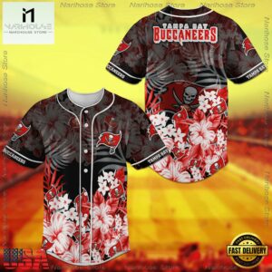 Tampa Bay Buccaneers Flower Design NFL Baseball Jersey Shirt