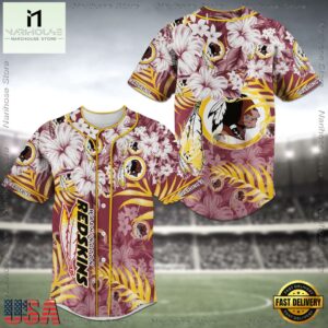 Washington Redskins NFL Flowers Baseball Jersey Shirt
