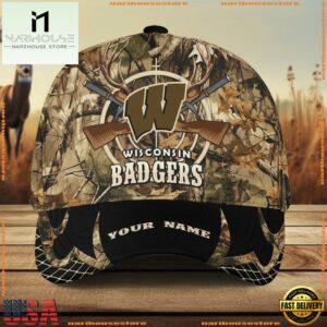 Wisconsin Badgers Camo Hunting Cap, Sport Team Camo Hunting Hats