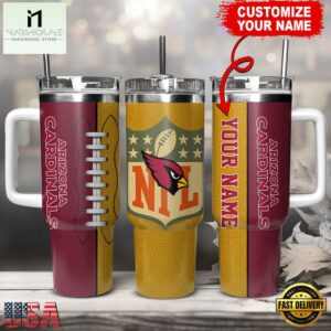 Custom Name Arizona Cardinals NFL Football Logo Tumbler 40oz With Handle