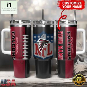 Custom Name Atlanta Falcons NFL Football Logo Tumbler 40oz With Handle