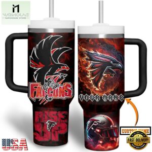 Custom Name Atlanta Falcons NFL Tumbler 40oz With Handle For Fans