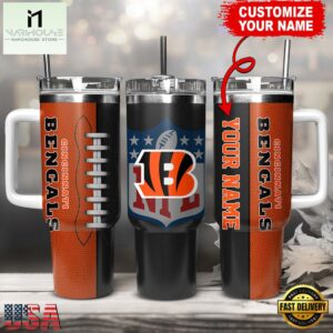 Custom Name Cincinnati Bengals NFL Football Logo Tumbler 40oz With Handle