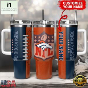 Custom Name Denver Broncos NFL Football Logo Tumbler 40oz With Handle