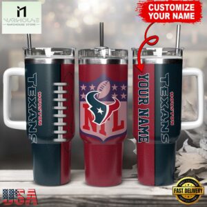 Custom Name Houston Texans NFL Football Logo Tumbler 40oz With Handle