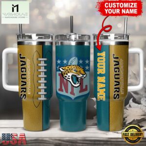Custom Name Jacksonville Jaguars NFL Football Logo Tumbler 40oz With Handle