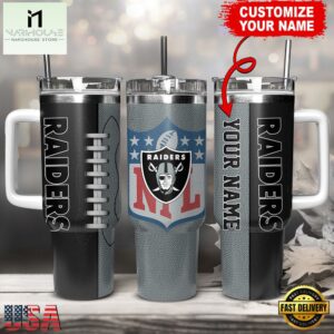 Custom Name Las Vegas Raiders NFL Football Logo Tumbler 40oz With Handle