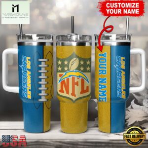 Custom Name Los Angeles Chargers NFL Football Logo Tumbler 40oz With Handle