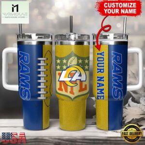 Custom Name Los Angeles Rams NFL Football Logo Tumbler 40oz With Handle