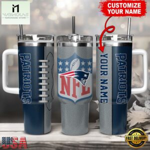 Custom Name New England Patriots NFL Football Logo Tumbler 40oz With Handle