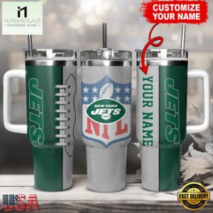 Custom Name New York Jets NFL Football Logo Tumbler 40oz With Handle