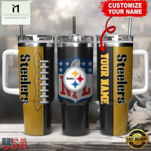 Custom Name Pittsburgh Steelers NFL Football Logo Tumbler 40oz With Handle