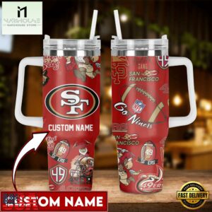 Custom Name San Francisco 49ers Tumbler 40oz With Handle For Fans