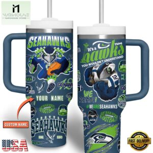 Custom Name Seattle Seahawks NFL Tumbler 40oz With Handle For Fans