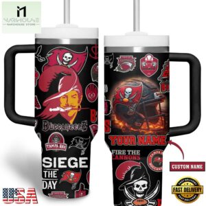 Custom Name Tampa Bay Buccaneers NFL Tumbler 40oz With Handle For Fans