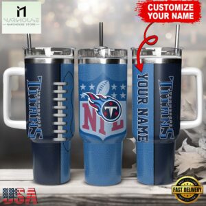 Custom Name Tennessee Titans NFL Football Logo Tumbler 40oz With Handle