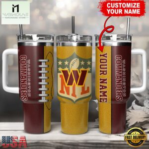 Custom Name Washington Commanders NFL Football Logo Tumbler 40oz With Handle
